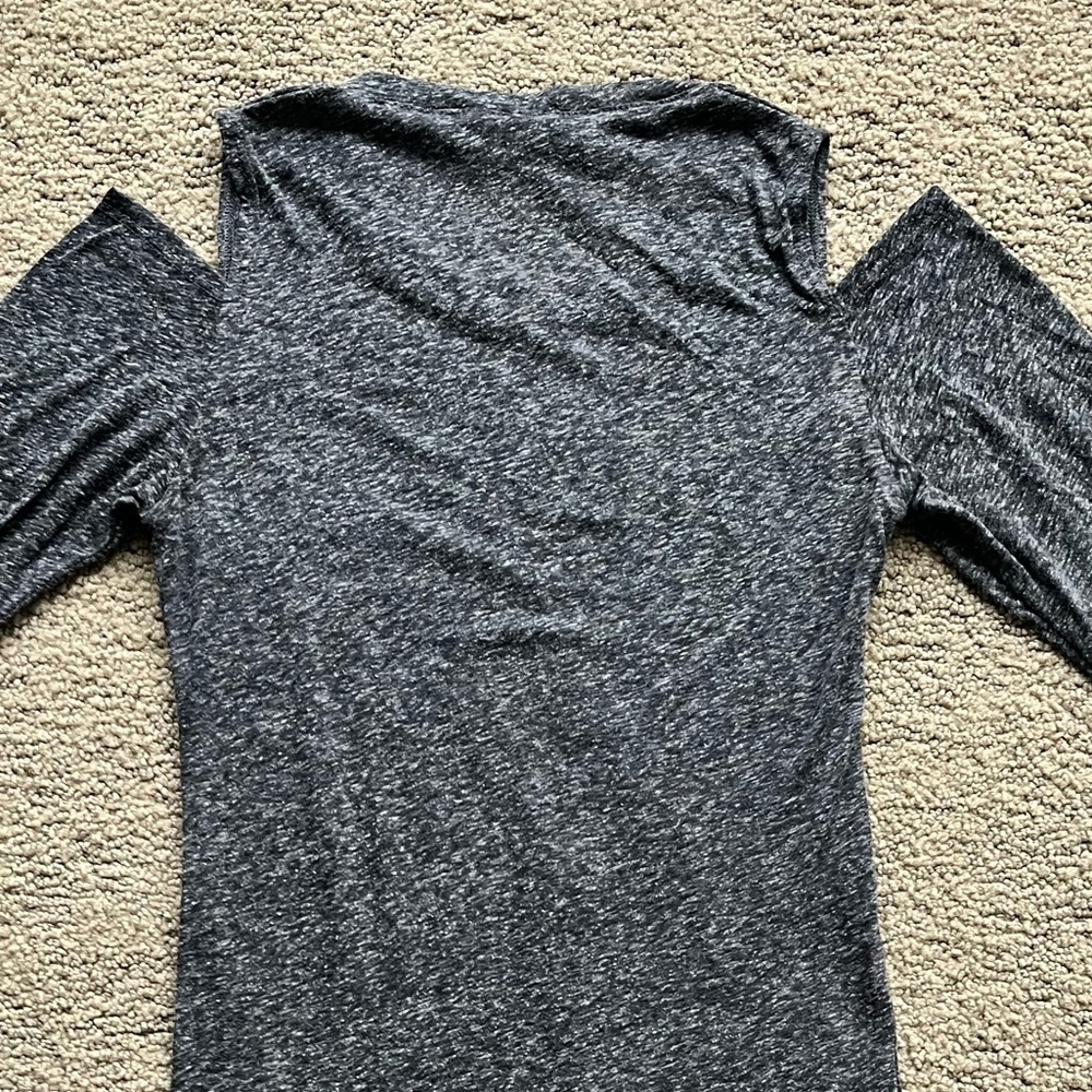 Elan Cold Shoulder Fitted Long Sleeve Sheer Tee - Picture 10 of 10